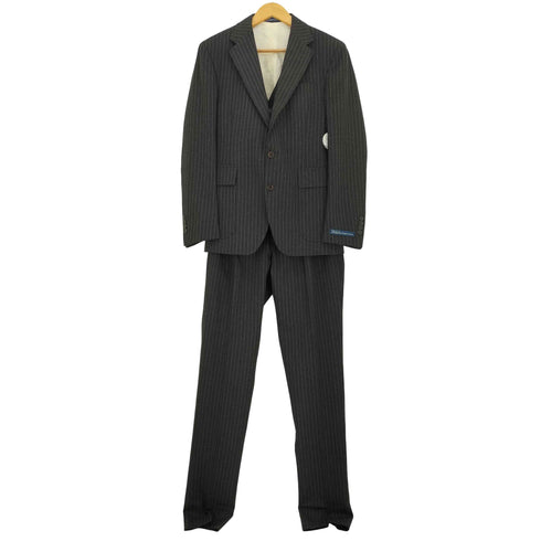 ポロバイラルフローレン Polo by RALPH LAUREN Polo Striped Wool 3-Piece Suit 旧タグ復刻 イタリア製 ウールギャバ ピンストライプ 3ピース 2B テーラードジャケット シンチバックベスト サイドアジャスター 2タック スラックス セットアップ メンズ  36S